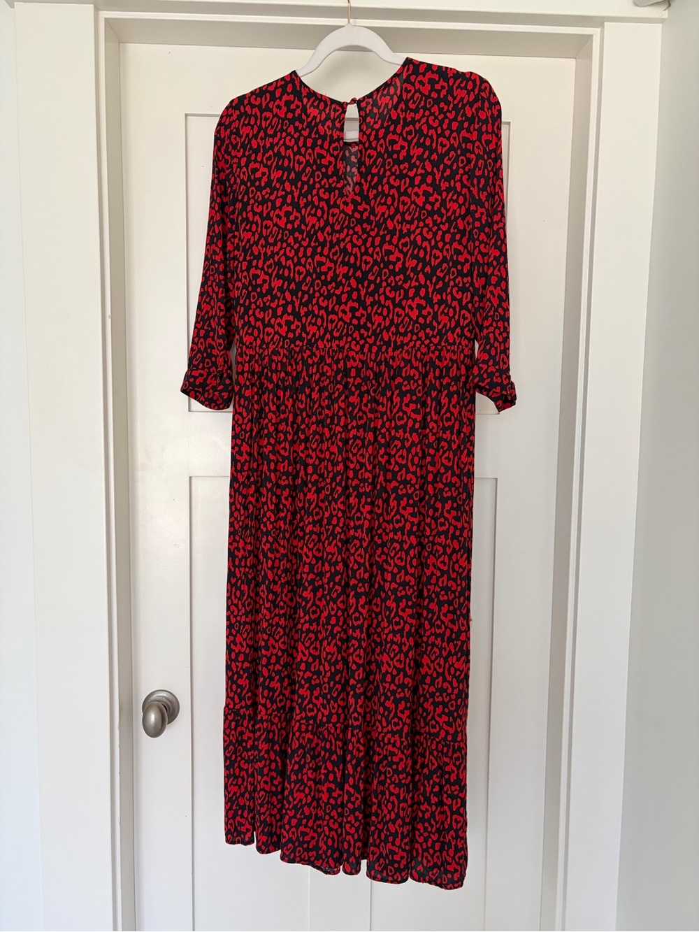 ZARA Red Black Leopard Print Midi Maxi Dress SZ SM - Picture 6 of 9